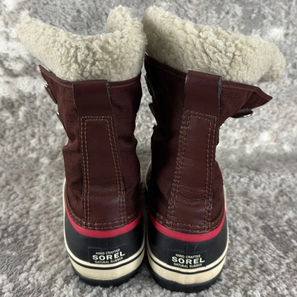 Sorel Sz 7.5 Carnival Winter Snow Waterproof Caribou Faux Fur Boots Brown Women